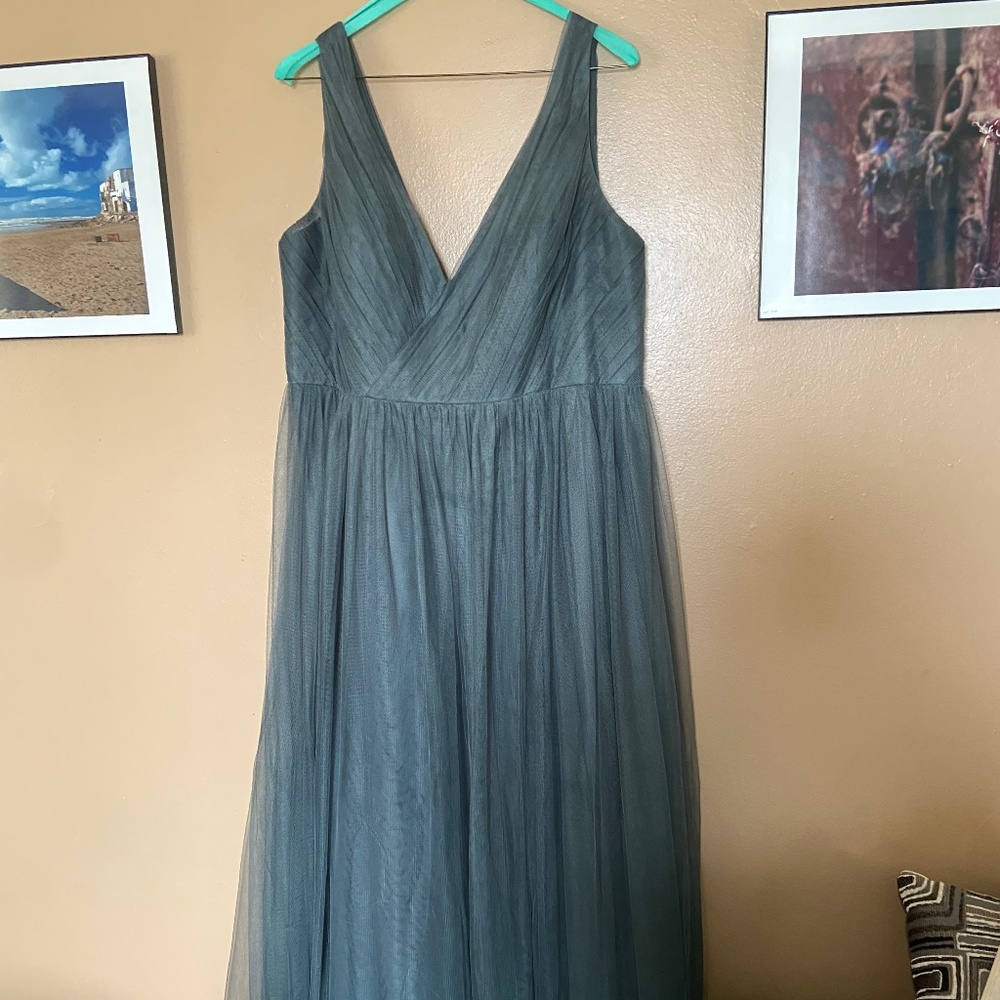 Revelry Bridesmaid Jamie Tulle Dress, Eucalyptus, size 18 short